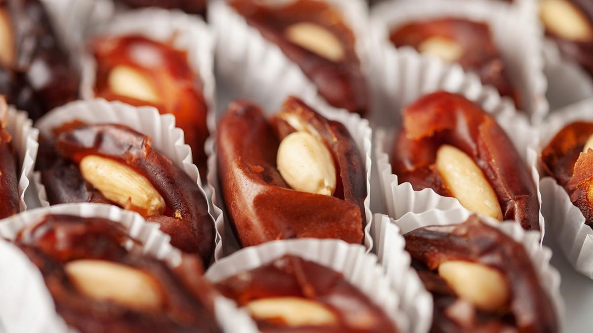 Arabian dried dates, stuffed white almond