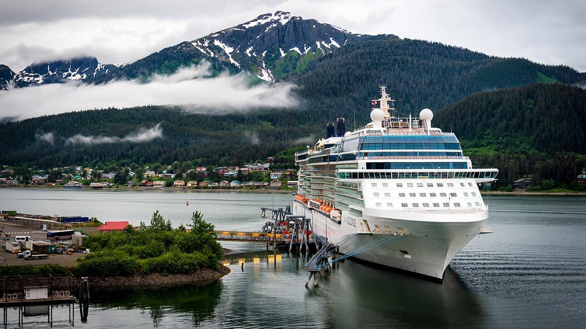 Cruise ship at port in Juneau, Alaska