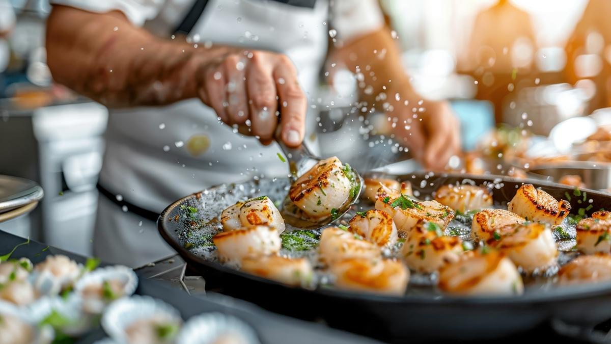 searing scallops chef