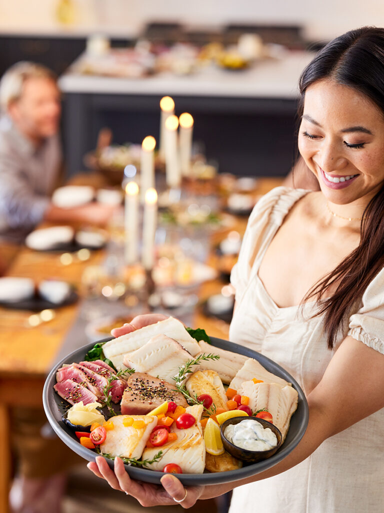 pescatarian diet platter vertical