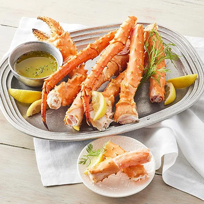 Plate of Alaskan crab legs as a New Years dinner idea